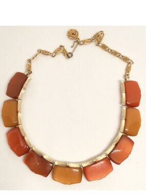 Vintage Lisner thermoset necklace gold tone & citrus colors Women’s jewelry